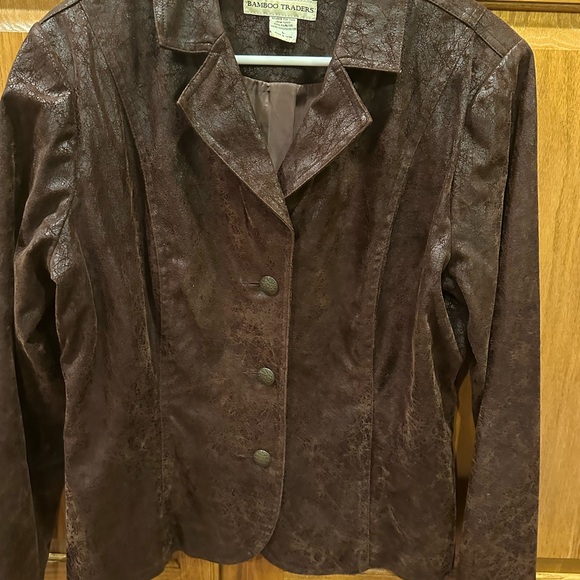 Faux Chocolate Brown Textured Blazer - Picture 1 of 5